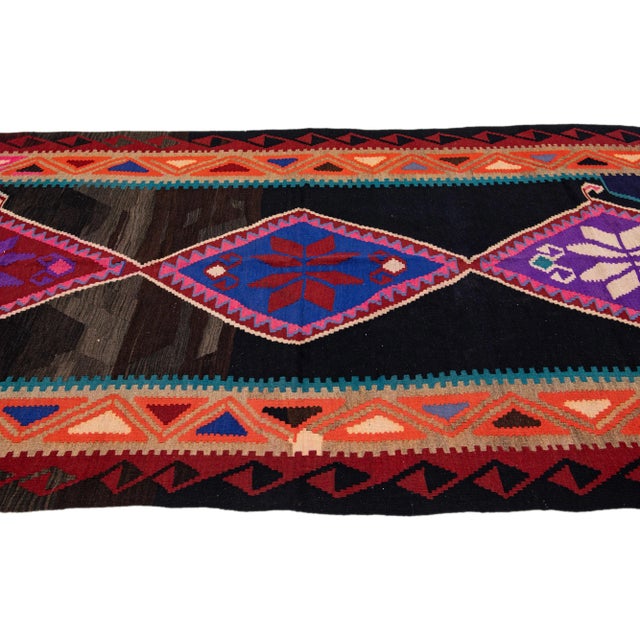 1960s Mid-20th Century Turkish Kilim Multicolor Handmade Tribal Wool Rug For Sale - Image 5 of 8