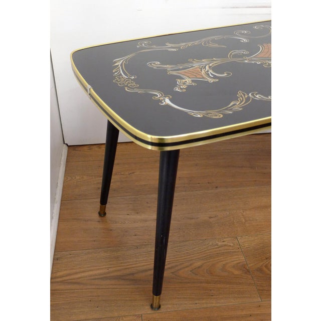 Large Coffee Table with Rococo Decor and Tapered Legs, 1960s For Sale - Image 4 of 14