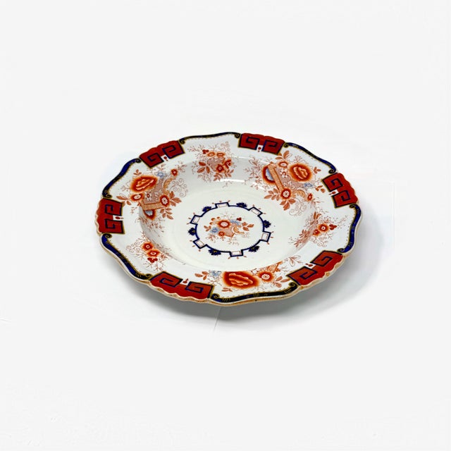William IV Antique Hicks, Meigh & Johnson Stone China 10” Soup Bowl - Imari Pattern c.1830 For Sale - Image 3 of 5