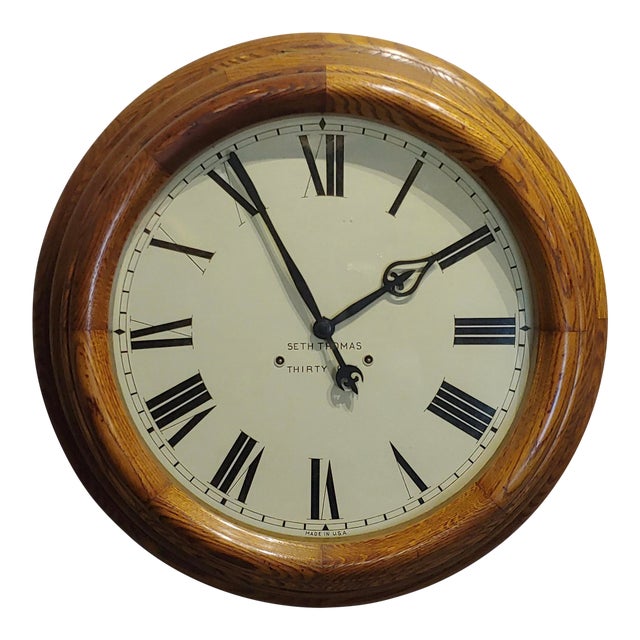 1900s Seth Thomas 30 Days 24" Oak Gallery Clock Chairish
