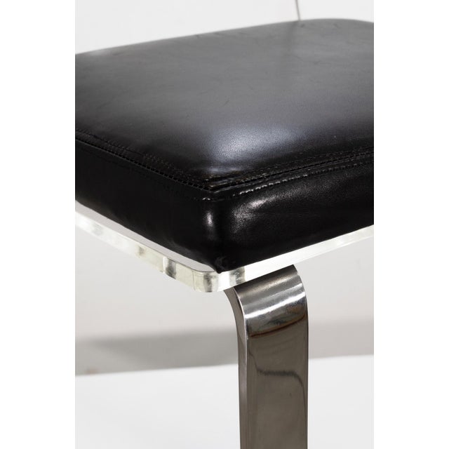 Mid Century Modern Black Leather and Lucite Barstool With Chrome Legs For Sale - Image 9 of 9