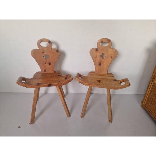 Set of Spanish Pine Wood Birthing Stools, 1950s For Sale - Image 9 of 9