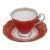 Late 20th Century Royal Standard Fine Bone China Teacup Red and Gold Filigree 4506b For Sale
