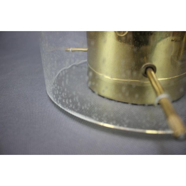 German Brass and Textured Glass Ceiling Lights, 1970s, Set of 2 For Sale - Image 4 of 13