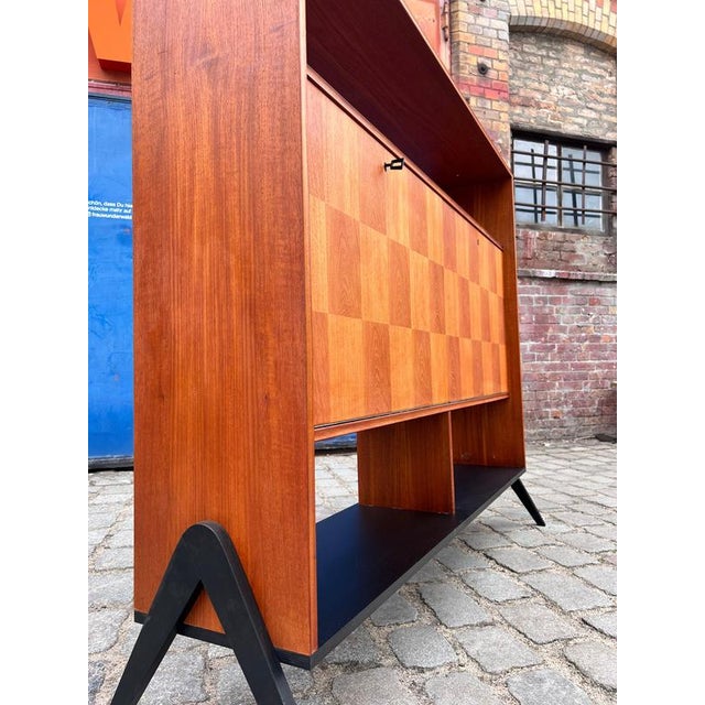 Danish Teak Shelf with Minibar on New Wooden Feet For Sale - Image 4 of 11