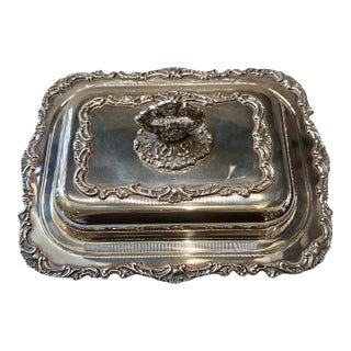Mid 20th Century Ornate Silverplate Covered Serving Dish For Sale