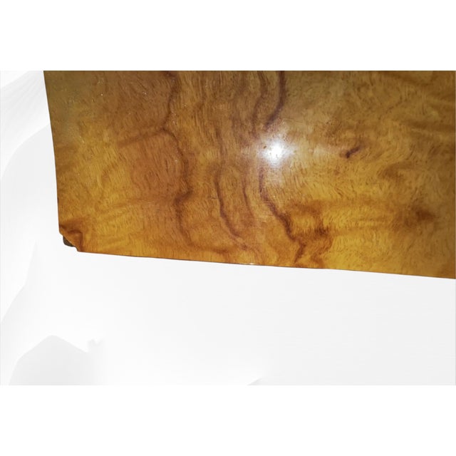 Genuine Burl Wood Mid-Century Matchbook Milo Baughman Glass Modern Cabinets For Sale - Image 9 of 9