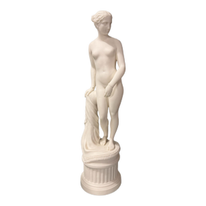 Antique Victorian 14" Art Nouveau Figural Parian Statue of Hiram Powers Greek Slave
