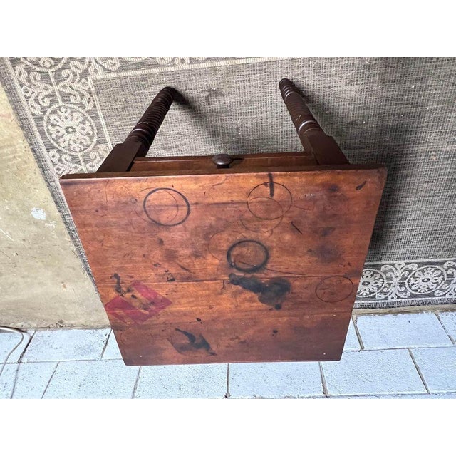 Wood 19th Century Antique American Style Solid Wood One-Drawer Work Table Side Table For Sale - Image 7 of 12