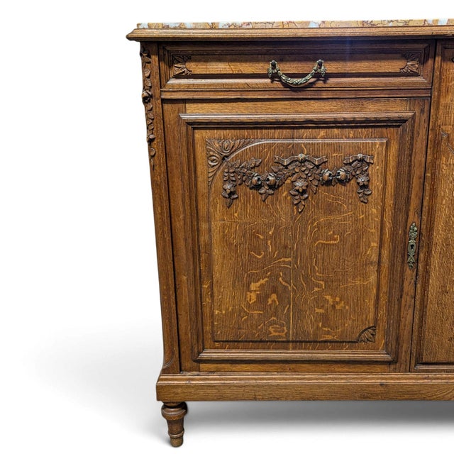 Early 20th-Century French Marble-Top Buffet, Guerin Paris Label For Sale In Los Angeles - Image 6 of 18