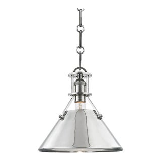 Hudson Valley Lighting Mark D. Sikes Metal No.2 1-Light Small Pendant, Polished Nickel For Sale