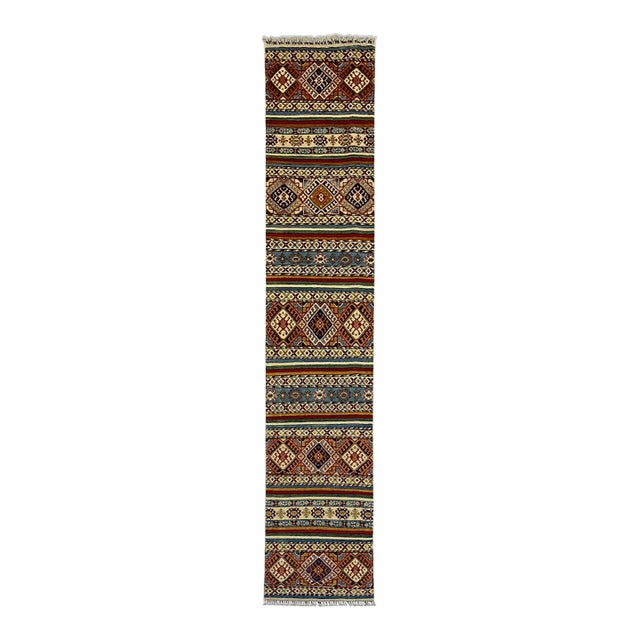 Multicolor Khorjin-Design Wool Runner Rug, 2'7" X 13'11" For Sale