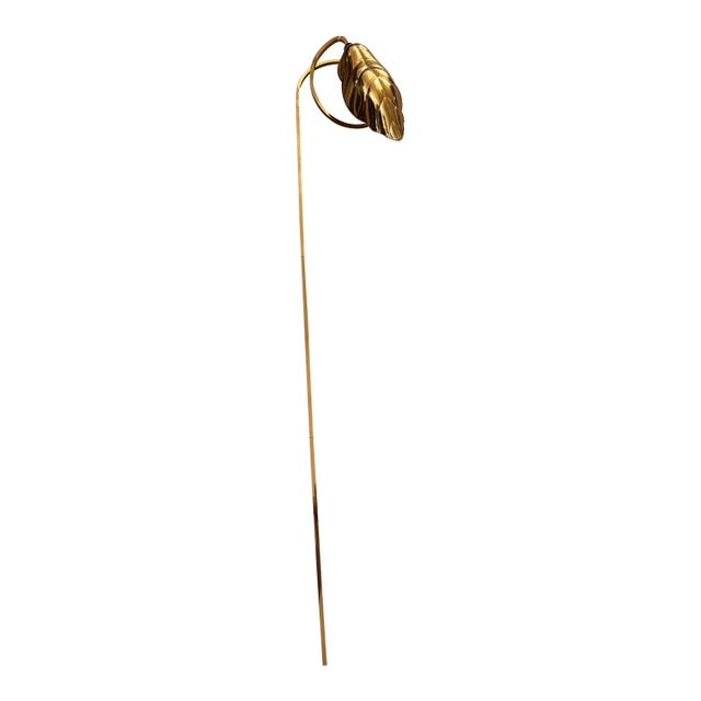 Vintage Italian Leaf Brass Wall Lamp by Tommaso Barbi, 1970s Marked Chapman For Sale