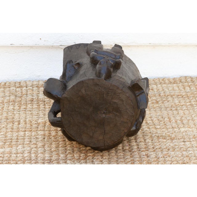 Black Rustic Figural Carved African Shango Stool For Sale - Image 8 of 10