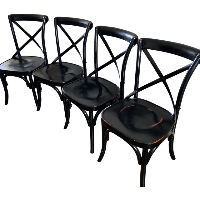 Black Wood Pottery Barn Chairs - Set of 4 | Chairish