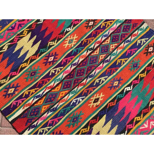 1960s 1960s Boho Chic Style Mini Kilim - 38" X 51" For Sale - Image 5 of 10