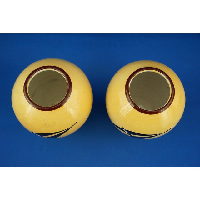 Vintage Art Deco Ceramic Egg Vases with Swallow Decoration by M.A.A. Fama, 1930s, Set of 2 For Sale - Image 12 of 18