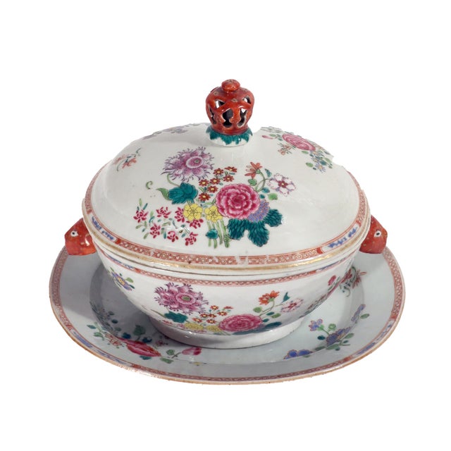 Chinese Export Famille Rose Porcelain Soup Tureen, Cover & Stand, Circa 1765 For Sale In Philadelphia - Image 6 of 18