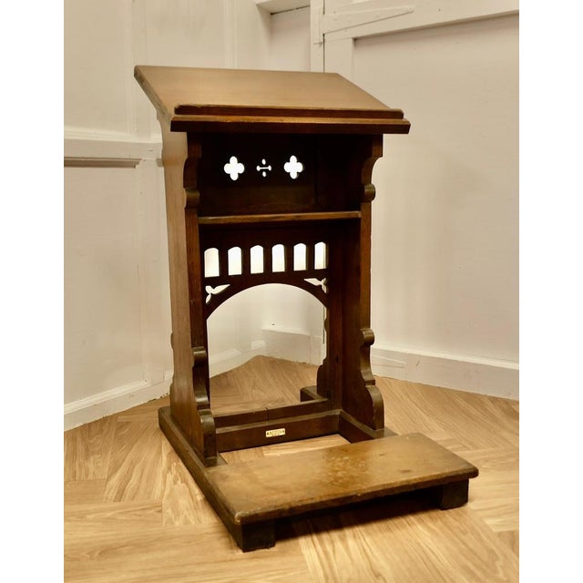 Oak Arts and Crafts Reception Desk Greeting Station This one is dated 1903 and has a very Gothic Look, the sloping top has...
