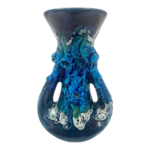 Vallauris Blue Ceramic Vase Handcrafted in France 1950s