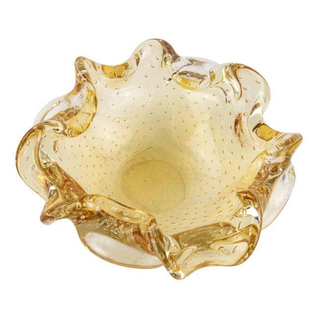 Vintage Honey Bubble Murano Glass Ashtray attributed to Barovier and Toso, 1970s For Sale - Image 6 of 6
