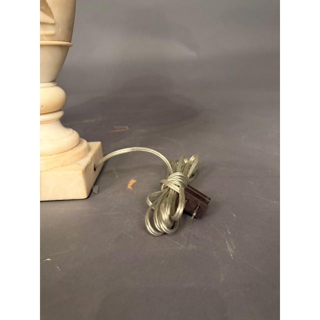19th Century French Hand-Carved Marble Table Lamp With Floral & Grape Vine Motifs For Sale - Image 9 of 16