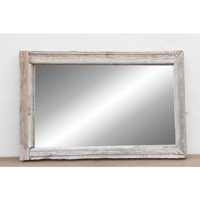 Antique White Antique Wabi Sabi Weathered Teak Mirror For Sale - Image 8 of 9