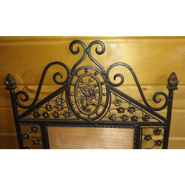 Vintage Italian-style Metal Frame with flower details -- scrolled with decorative oval design & a single rose at top This...