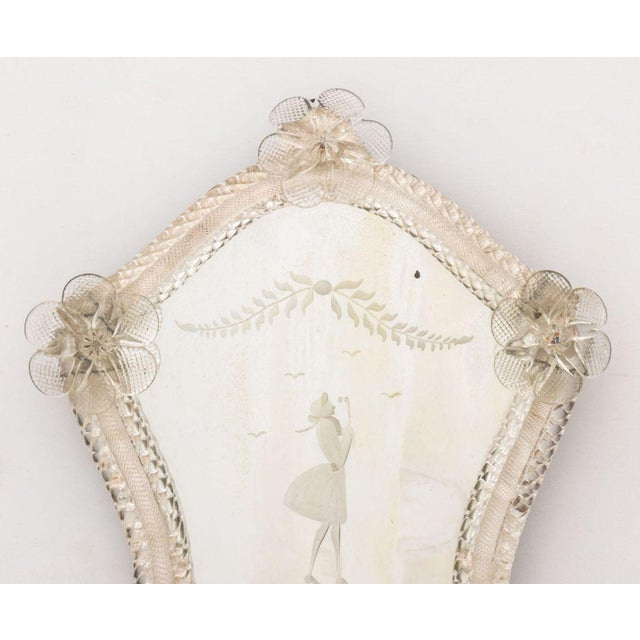 Modern Venetian Etched Mirrored Glass Appliques, Pair For Sale - Image 3 of 10