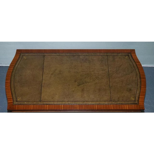 Large Vintage Hunter Green Leather Topped Coffee Table For Sale - Image 11 of 17