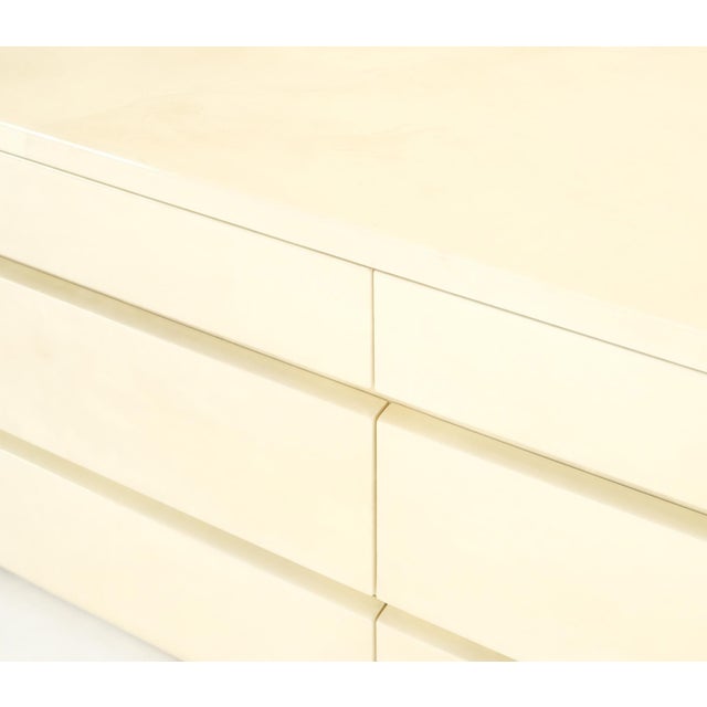 Two Part Side by Side Racetrack Buffed Lacquered Goatskin Dresser Credenza Mint! For Sale - Image 14 of 18