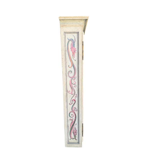 Abstract Vintage Pink Dragon Painted Caninet Folk Art For Sale - Image 3 of 12