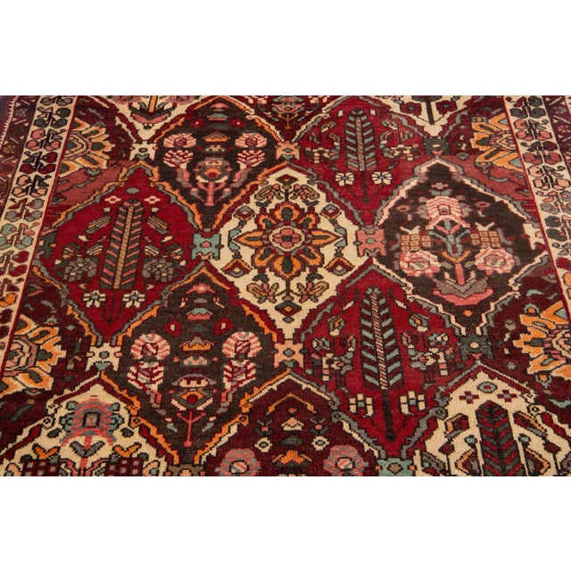 1960s Handmade Vintage Bakhtiari Persian Wool Rug With Multicolor Allover Motif For Sale In New York - Image 6 of 7