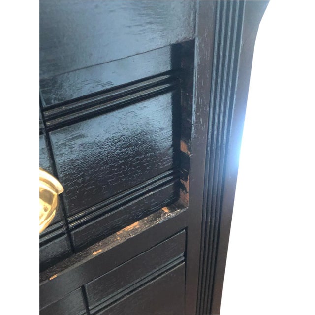 Antique Black Painted Commode With White Marble For Sale - Image 4 of 6