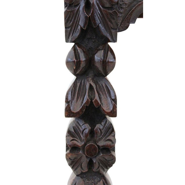 Antique Victorian Carved Oak Writing Table, 1800s For Sale - Image 10 of 15