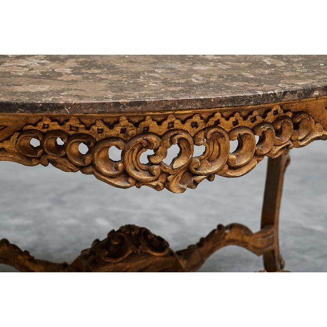 18th Century Italian Carved Giltwood Center Table with Marble Serpentine Top For Sale - Image 12 of 17