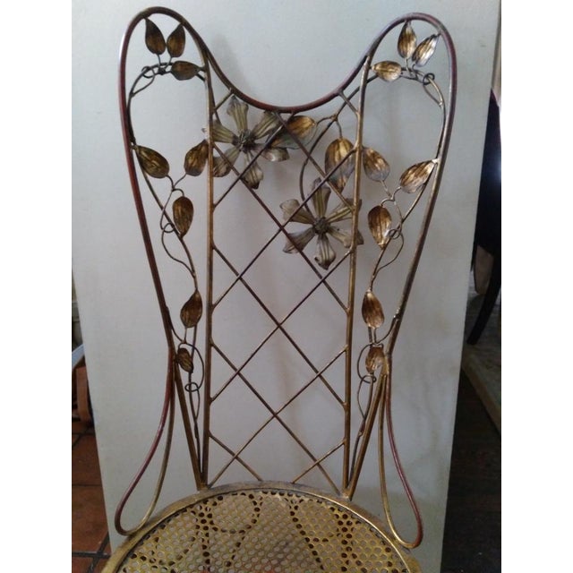 1950s Vintage Italian Flower Gilt Iron Sculptural Chair For Sale - Image 4 of 12