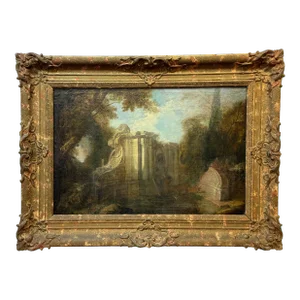 18th Century Garden/Park Scene W/Fountain, Animals & Figures