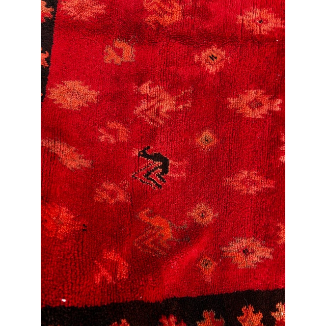 Vintage Moroccan Boujad Rug – Handmade Berber Wool Rug – Red Tribal Geometric Carpet – One of a Kind Piece For Sale - Image 9 of 10