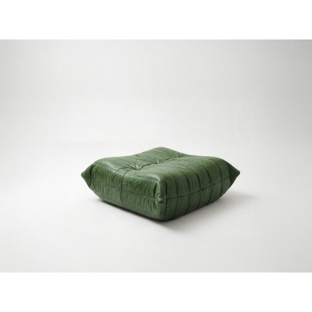 Togo Sofa Set in Green Leather by Michel Ducaroy for Ligne Roset, Set of 5 For Sale - Image 11 of 13