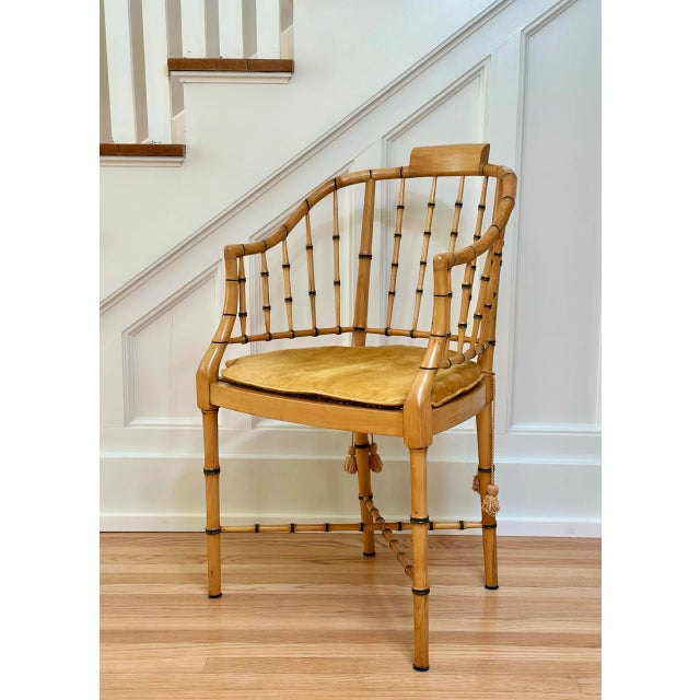 1960s Baker Furniture Faux Bamboo & Cane Tub Armchair For Sale - Image 11 of 12