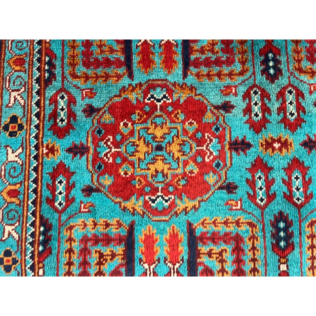 Turquoise Tree of Life Tribal Wool Area Rug, 4'11" X 6'6" For Sale - Image 9 of 15