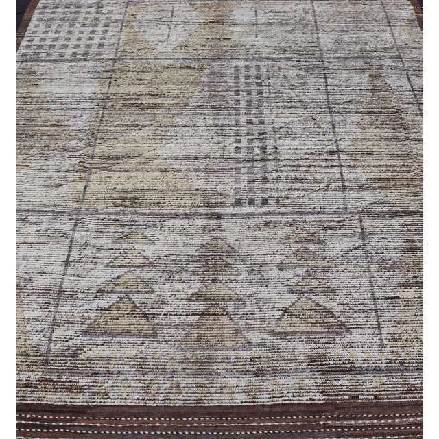 Cream Tribal Hand Knotted Moroccan With Modern Design in Cream and Earth Tones** For Sale - Image 8 of 16