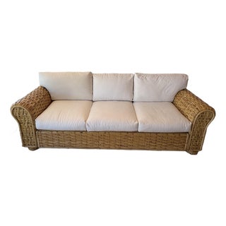 Ralph Lauren Polo Organic Woven Rattan Wicker Coastal Sofa 20th Century For Sale