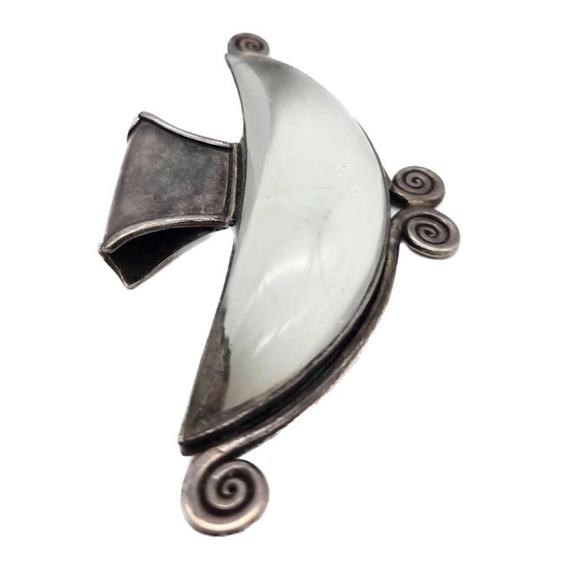 Silver Vintage Indian Sterling Silver & Quartz Pendant With Choker Chain For Sale - Image 8 of 10