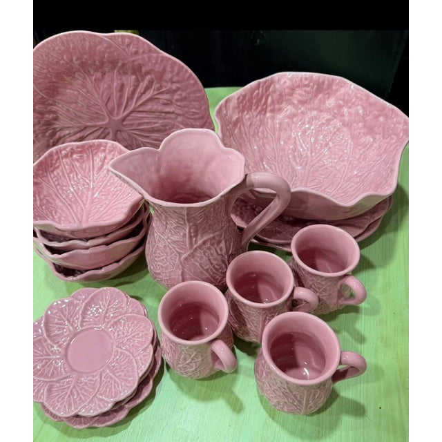 Mid 20th Century Mid 20th Century Cabbage Ware Pink Serving Bowls in the Style of Dodie Thayer - 5 Pieces For Sale - Image 5 of 9