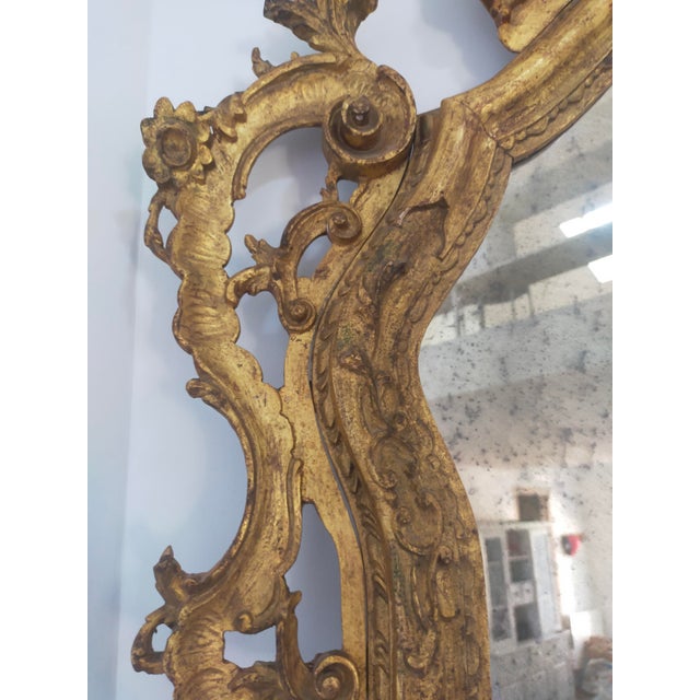 Wood Antique Louis XV Wooden Mirror For Sale - Image 7 of 11