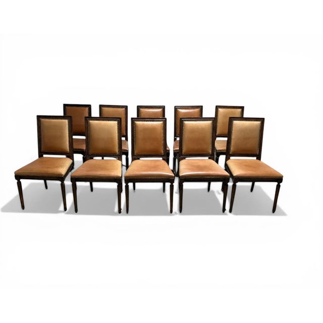 Set of 10 Ralph Lauren Louis XVI Leather Dining Chairs For Sale In Philadelphia - Image 6 of 6