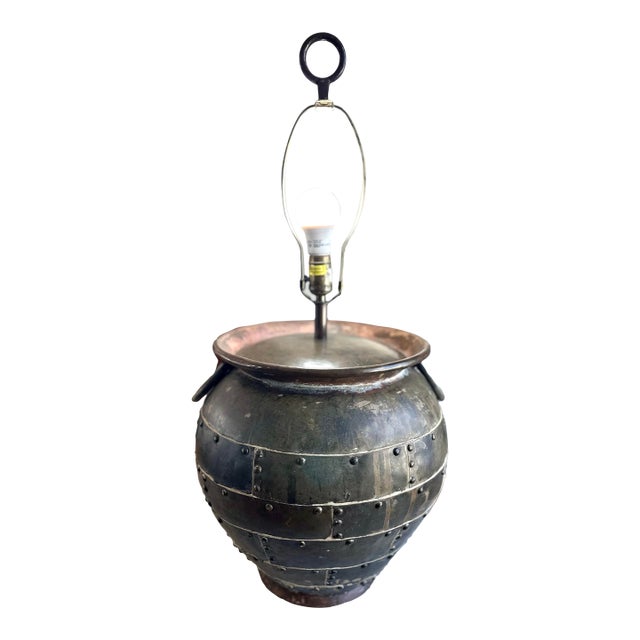 Huge Vintage Chapman Patchwork Metal Lamp For Sale