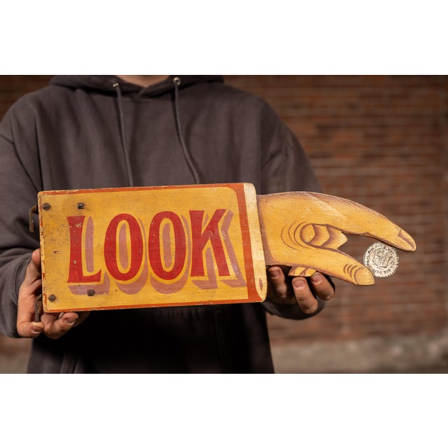 Early 20th Century Antique Directional Trade Sign for Coin-Op Machine For Sale - Image 5 of 7